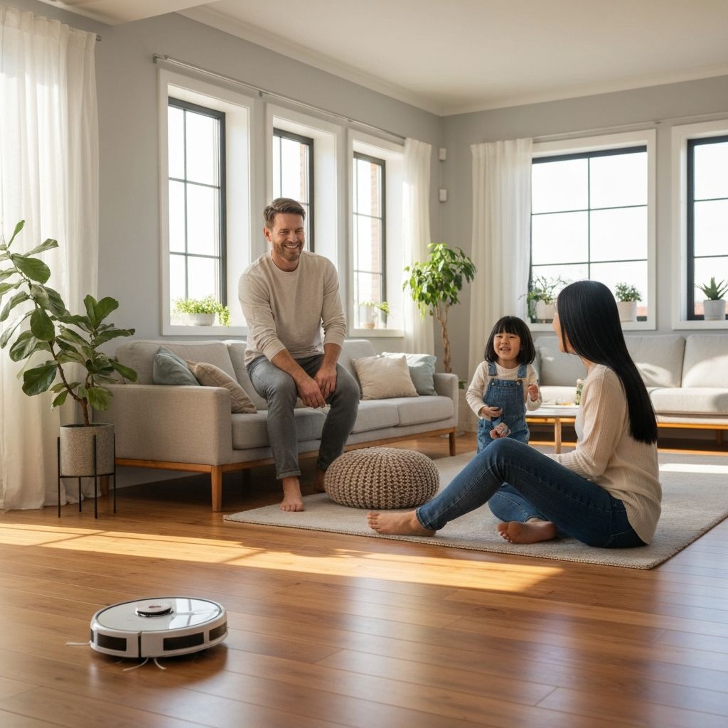 Familia disfrutando de un hogar limpio